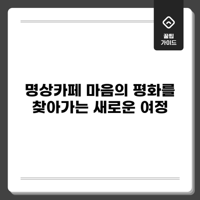 명상카페: 마음의 평화를 찾아가는 새로운 여정