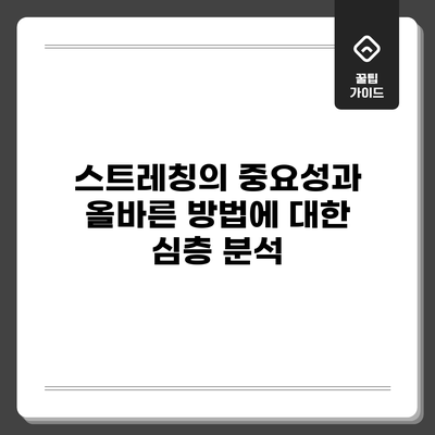 스트레칭의 중요성과 올바른 방법에 대한 심층 분석
