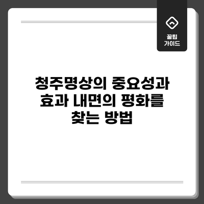 청주명상의 중요성과 효과: 내면의 평화를 찾는 방법