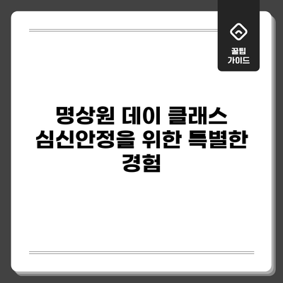 명상원 데이 클래스: 심신안정을 위한 특별한 경험