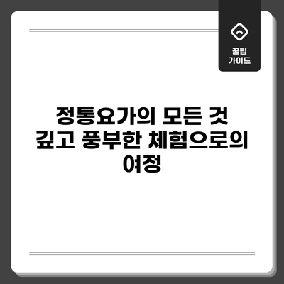 정통요가의 모든 것: 깊고 풍부한 체험으로의 여정