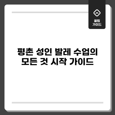 평촌 성인 발레 수업의 모든 것: 시작 가이드