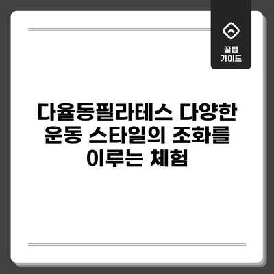 다율동필라테스: 다양한 운동 스타일의 조화를 이루는 체험