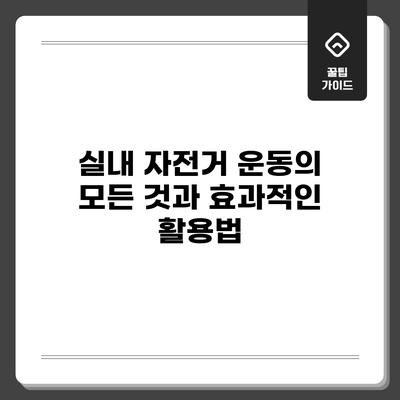 실내 자전거 운동의 모든 것과 효과적인 활용법